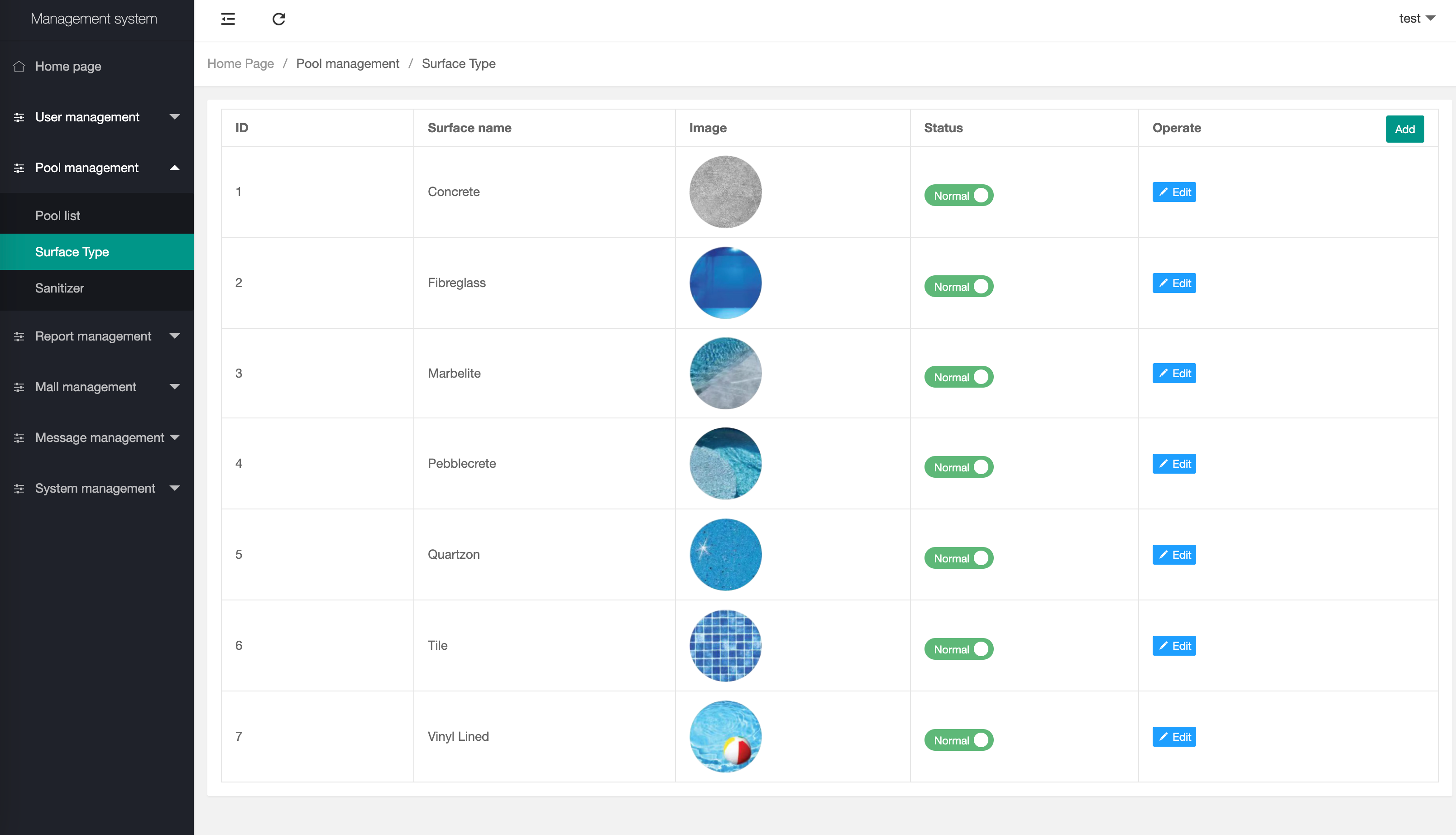 AquaCare Portal pool management dashboard