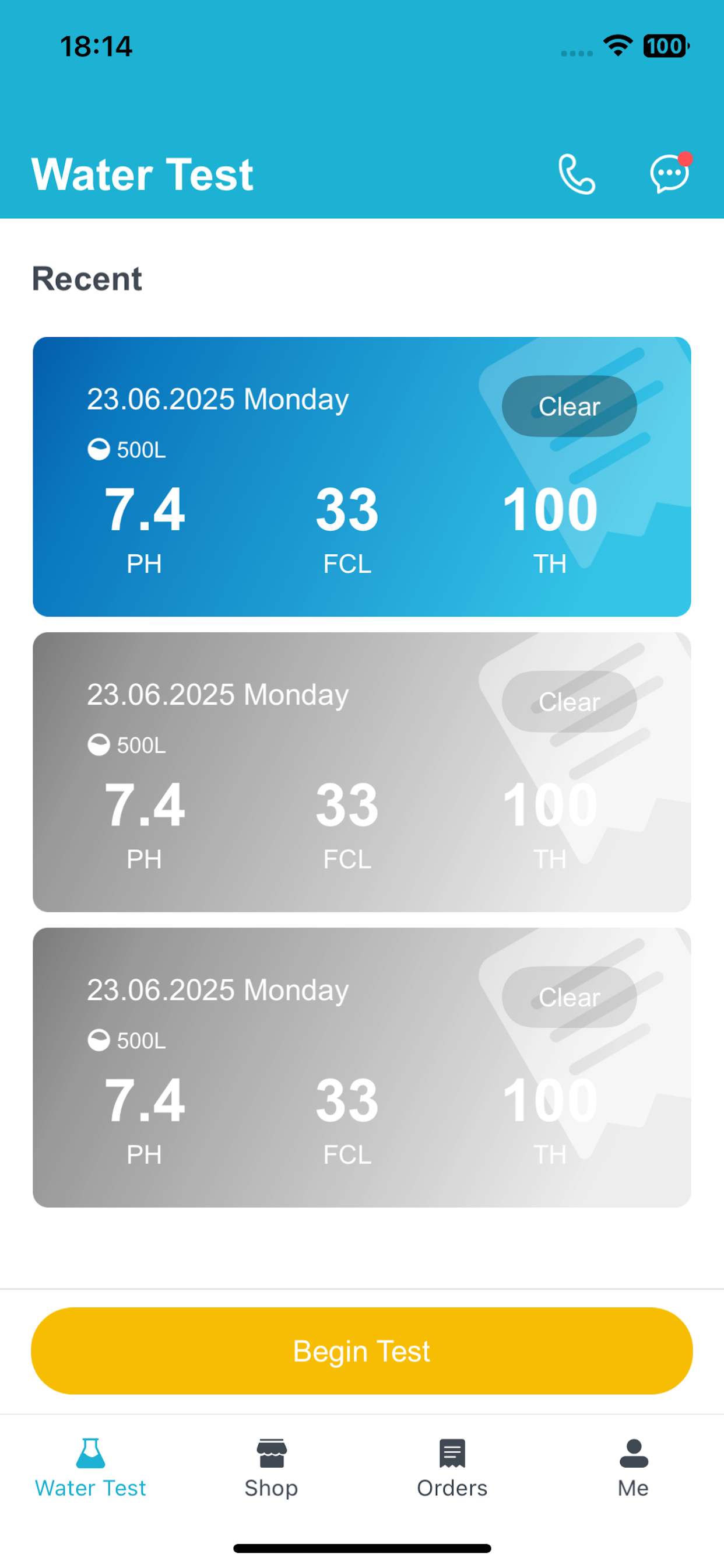 AquaCare water testing mobile app
